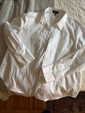 ME+EM White Button-Down Long Sleeve Shirt